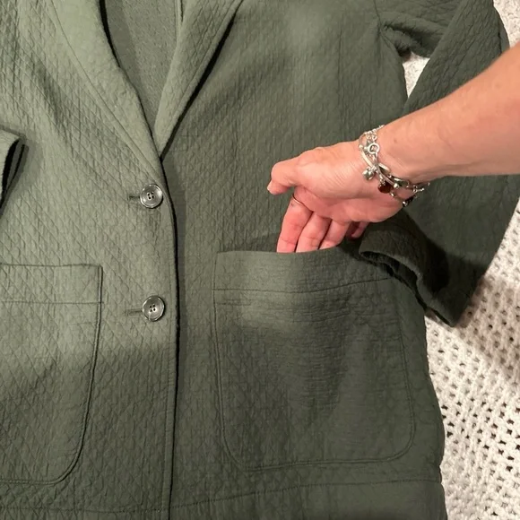 Madewell diamond jacquard shaw blazer olive green women's size small 100%Cotton - Picture 4 of 12